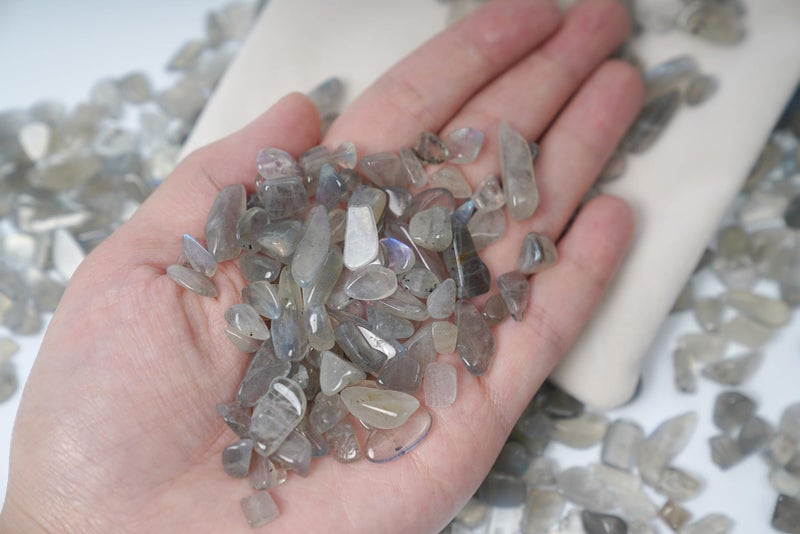 ZenQ 1 lb Gray Moonstone Tumbled Stone Chips Crushed Natural Crystal Quartz Pieces - Image 5